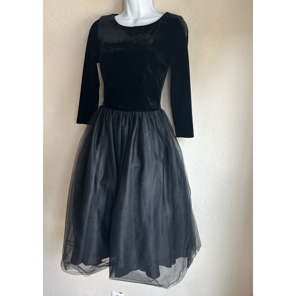 Modcloth X Collectif Doll Dress XS Black Tulle Party Dark Romantic Velvet Goth - Picture 2 of 10
